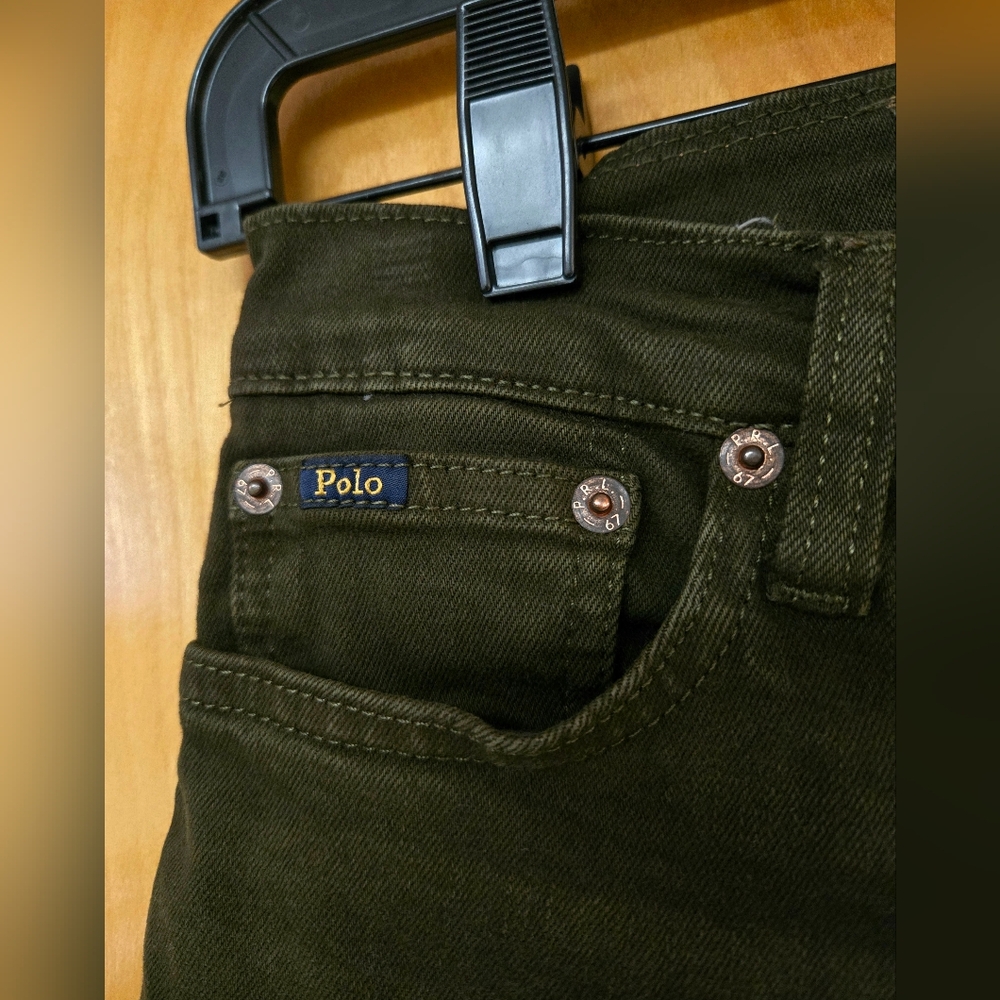 Boys 12 Polo Ralph Lauren The Sullivan Slim Denim Jeans in Khaki Green